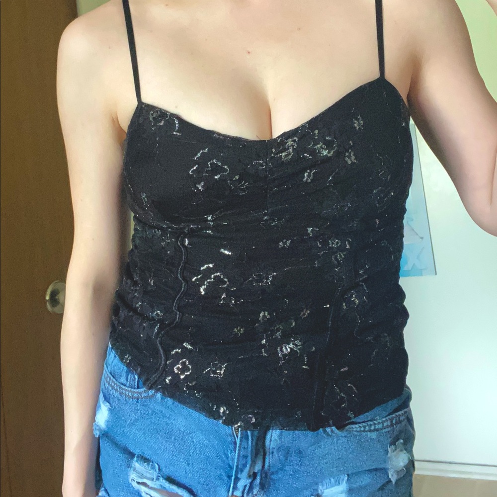 Black Lace Part Tank Top